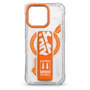 Clear Protective Case with Magnetic Kickstand for iPhone 16 Pro Max – Orange