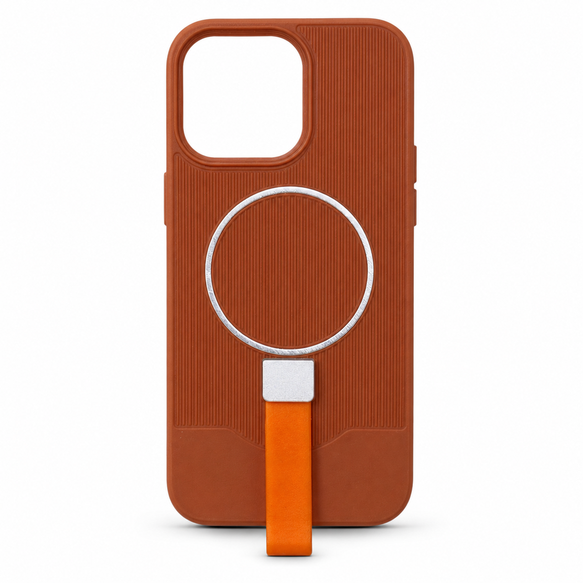 Textured Protective Case for iPhone 15 Pro Max – Brown & Orange