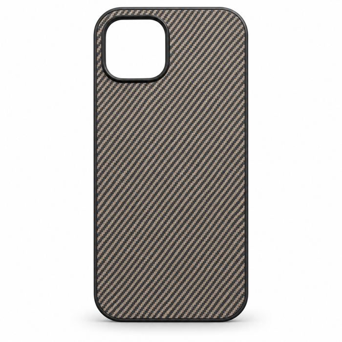 Carbon Fibre Style Protective Case for iPhone 15 – Black & Brown