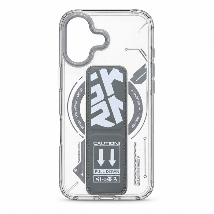 Clear Magnetic Kickstand Case for iPhone 17 – Gray