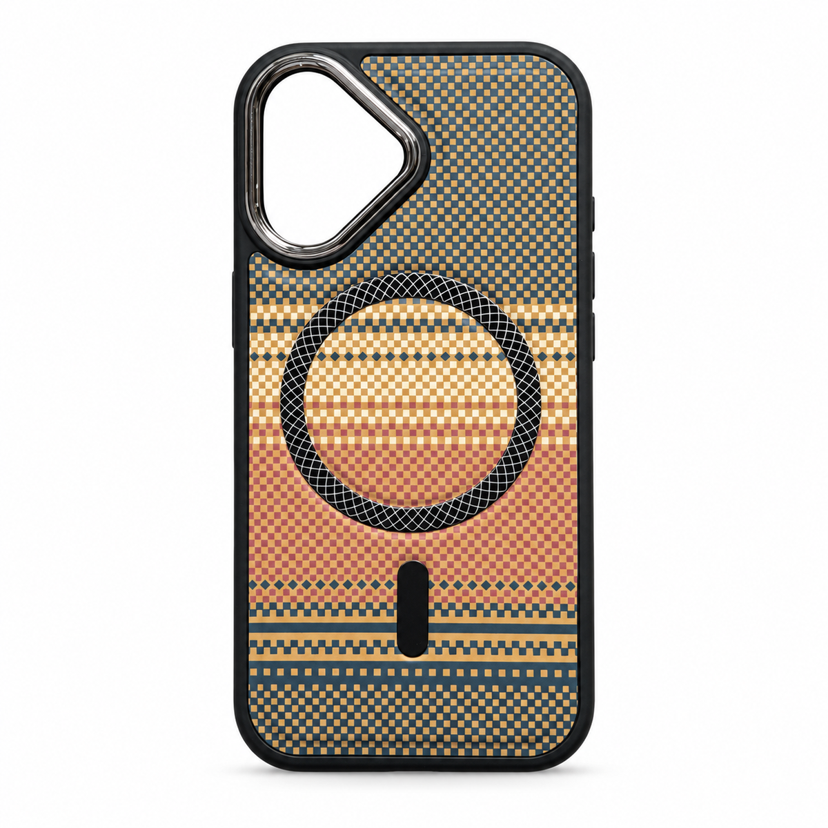 Patterned MagSafe Protective Case for iPhone 17 – Black & Gold