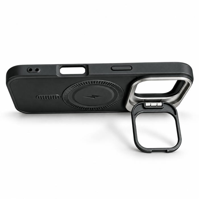 Black MagSafe Kickstand Case for iPhone 16 – Camera Ring Stand