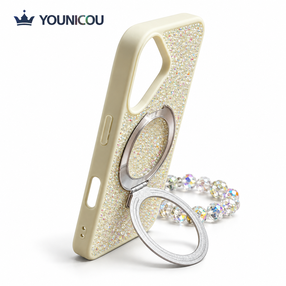 Younicou Crystal Glam Case with Stand | iPhone 17