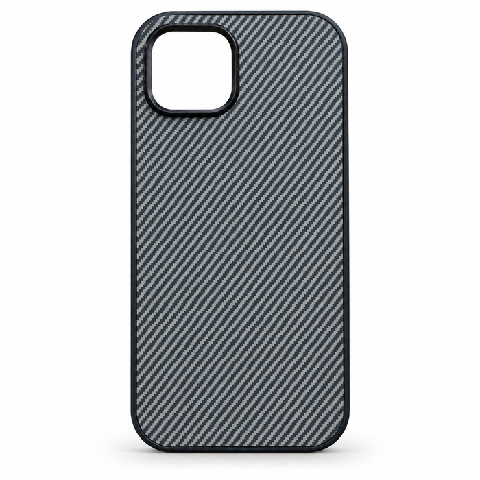 Carbon Fibre Style Protective Case for iPhone 15 – Black & Grey