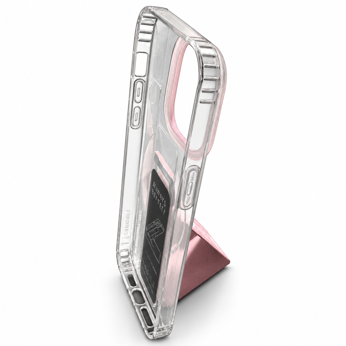 Clear Protective Case with Magnetic Kickstand for iPhone 14 Pro Max – Pink