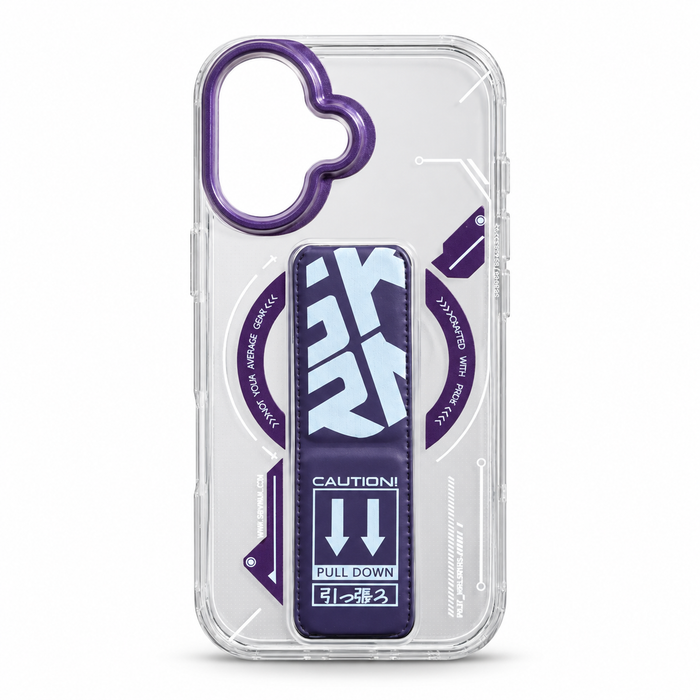 Clear & Purple Magnetic Kickstand Case for iPhone 16