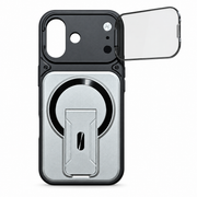 Magnetic Kickstand Protective Case for iPhone 17 – Silver & Black