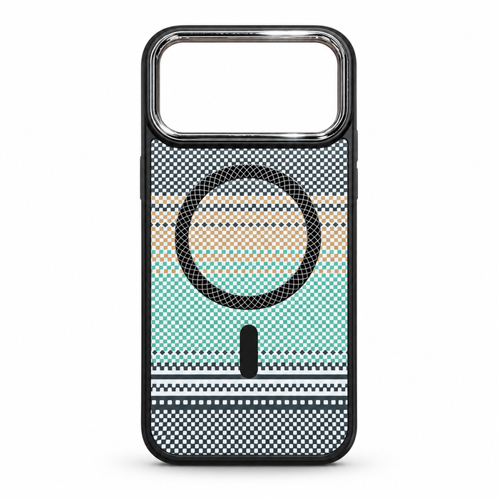 Patterned MagSafe Case for iPhone 17 Pro Max – Mint & Beige