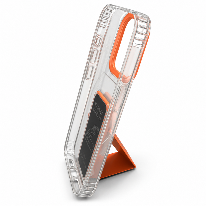 Clear Protective Case with Kickstand for iPhone 15 Pro Max – Orange