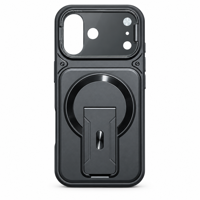 Magnetic Kickstand Protective Case for iPhone 17 – Black