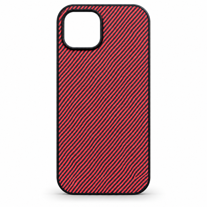 Carbon Fibre Style Protective Case for iPhone 15 – Red & Black