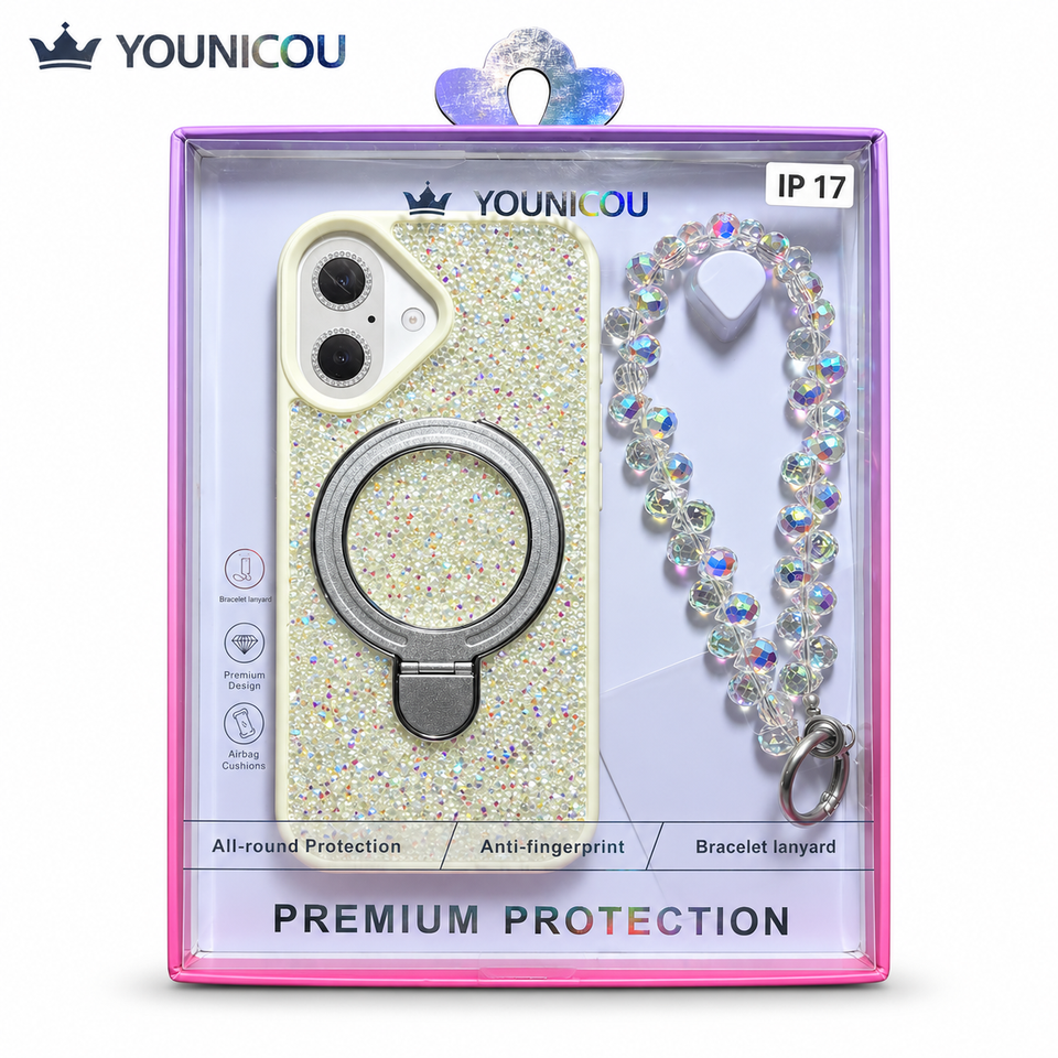 Younicou Crystal Glam Case with Stand | iPhone 17