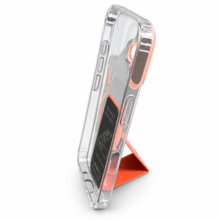 Clear Magnetic Kickstand Case for iPhone 17 – Orange