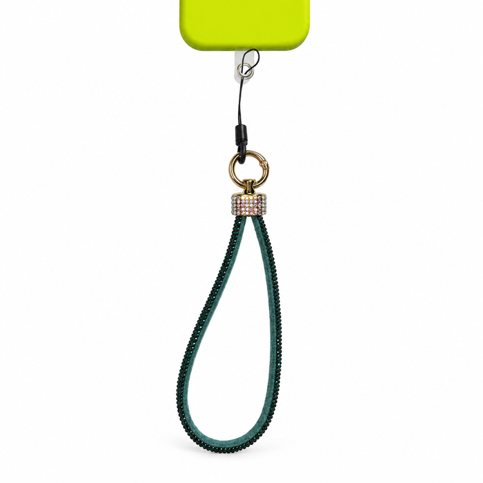 Green Rhinestone Phone Wrist Strap