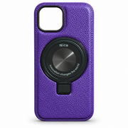 Leather-Style Magnetic Stand Case for iPhone 15 – Purple