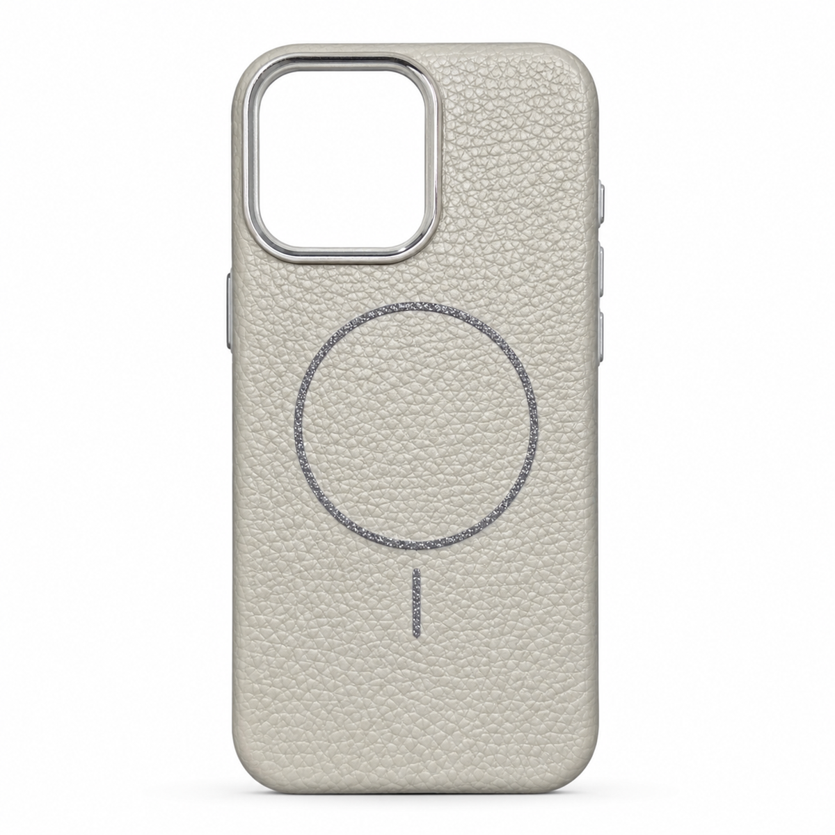 Light Gray Leather Texture Protective Case for iPhone 16 Pro Max