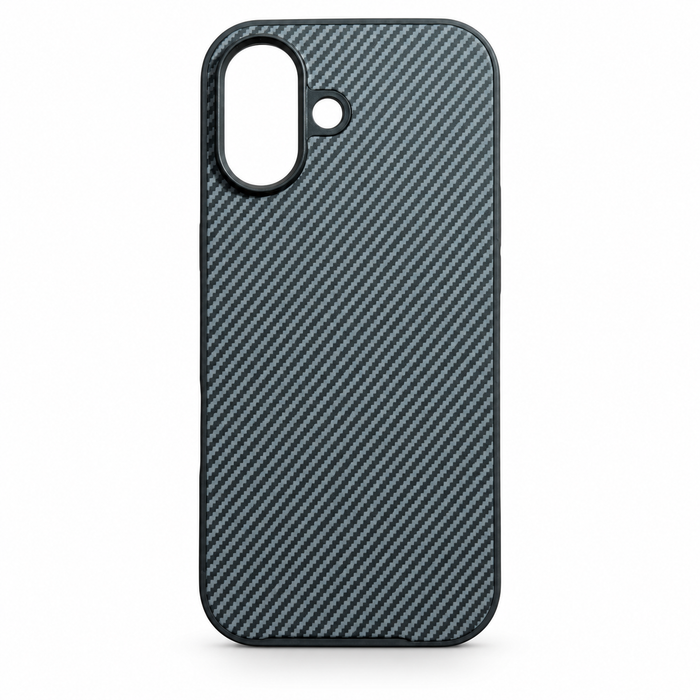 Carbon Fibre Style Protective Case for iPhone 17 – Black & Gray