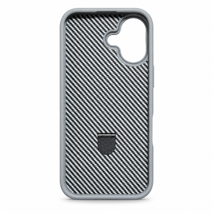 Carbon Fiber Magnetic Kickstand Case for iPhone 17 – Gray