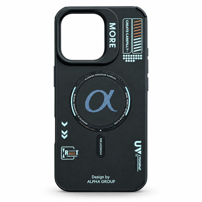 Black Graphic Protective Case for iPhone 16 Pro – Alpha Design