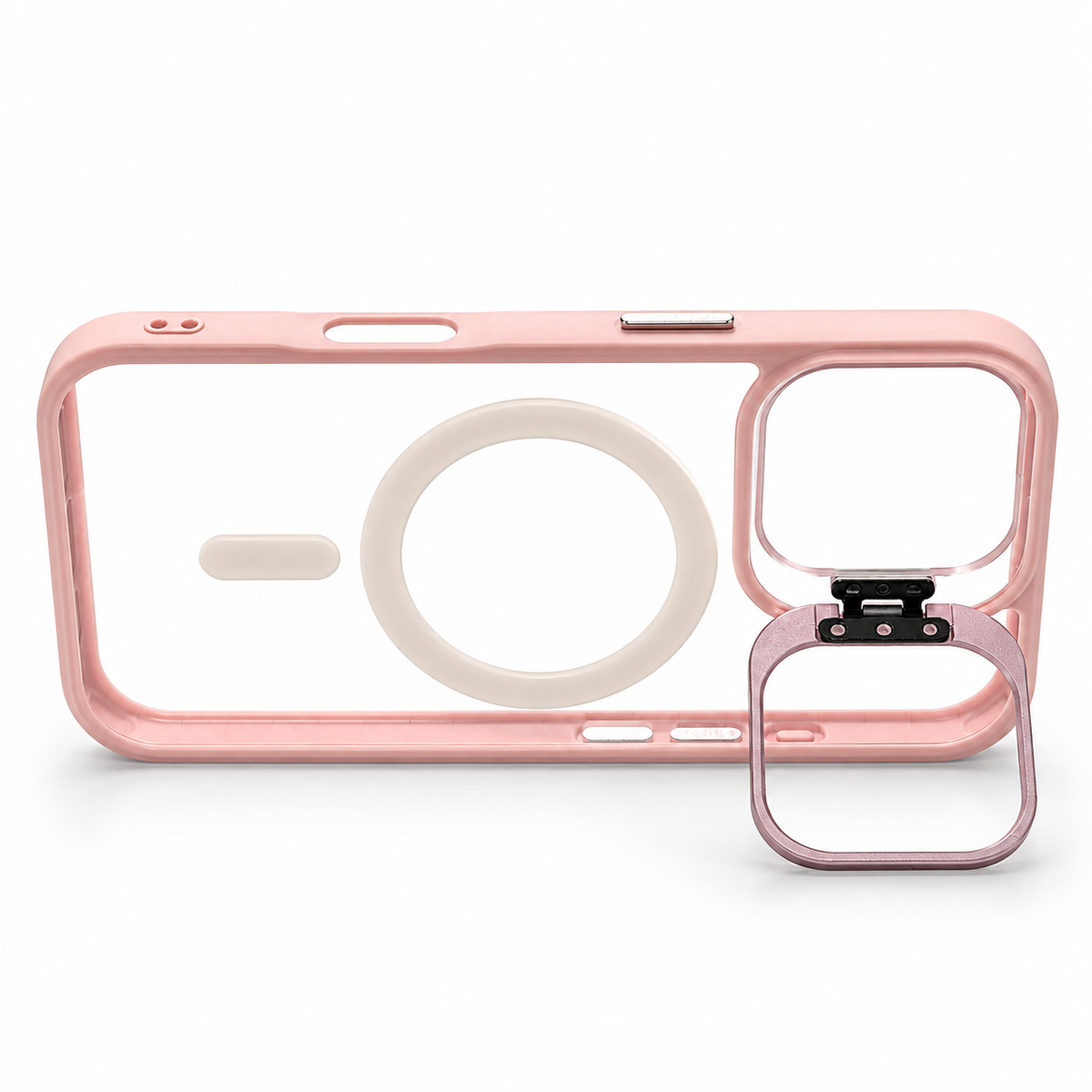 Clear MagSafe Camera Kickstand Case for iPhone 17 – Pink