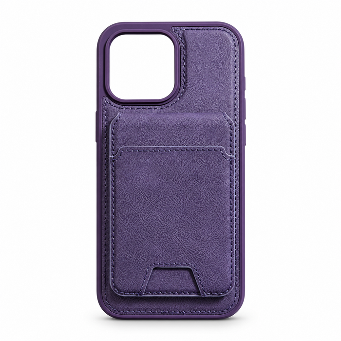 Leather-Style MagSafe Wallet Case for iPhone 16 Pro Max – Purple