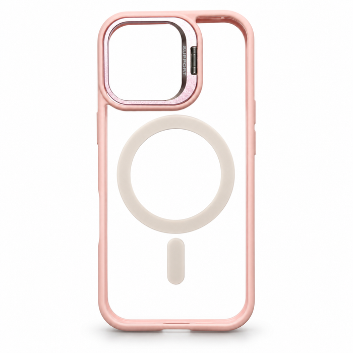 Clear MagSafe Camera Kickstand Case for iPhone 17 – Pink