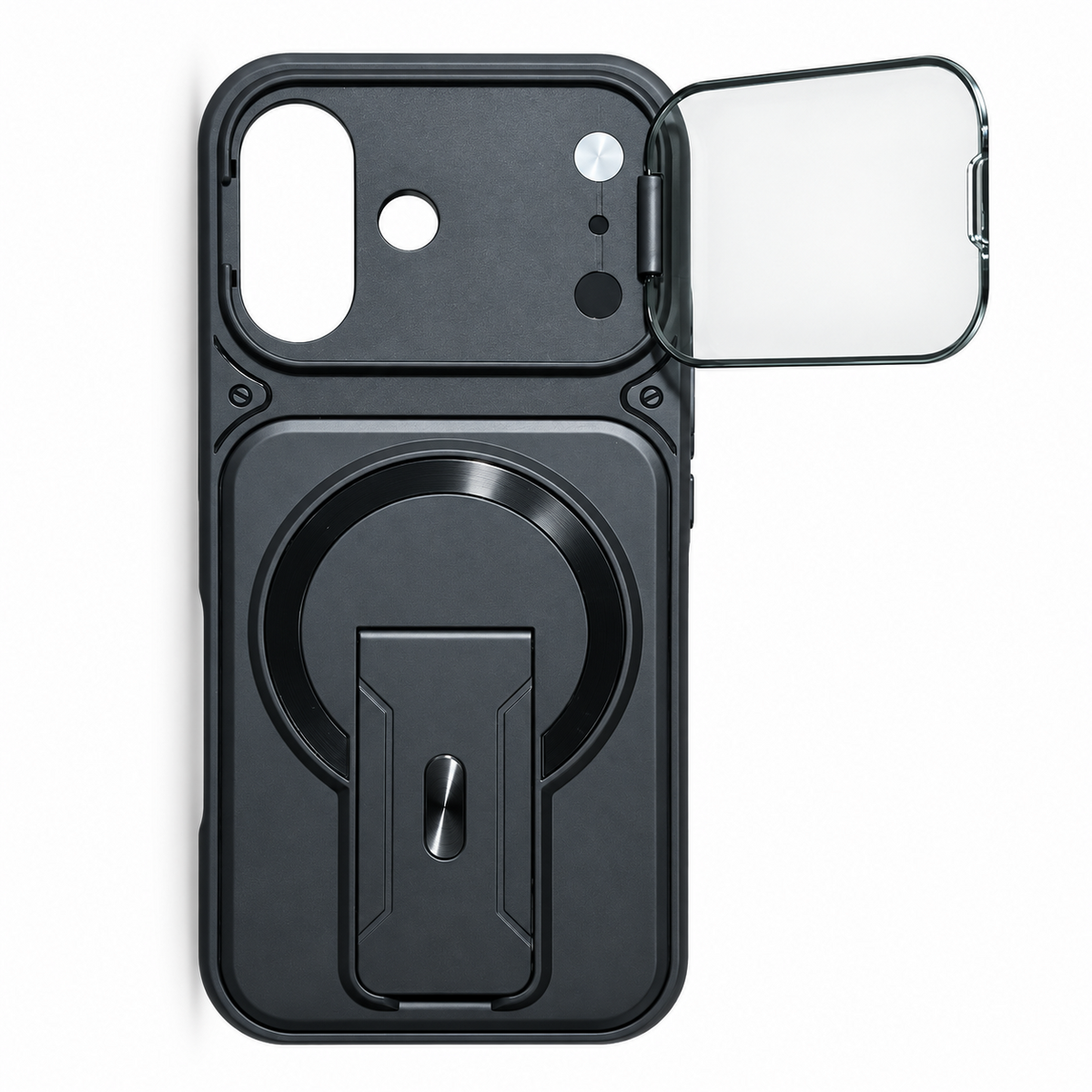Magnetic Kickstand Protective Case for iPhone 17 – Black