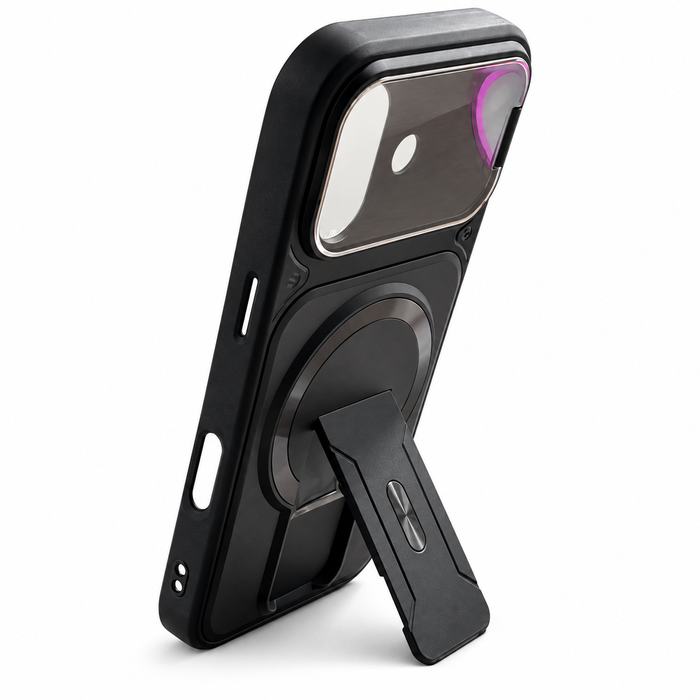 Magnetic Kickstand Protective Case for iPhone 17 – Black