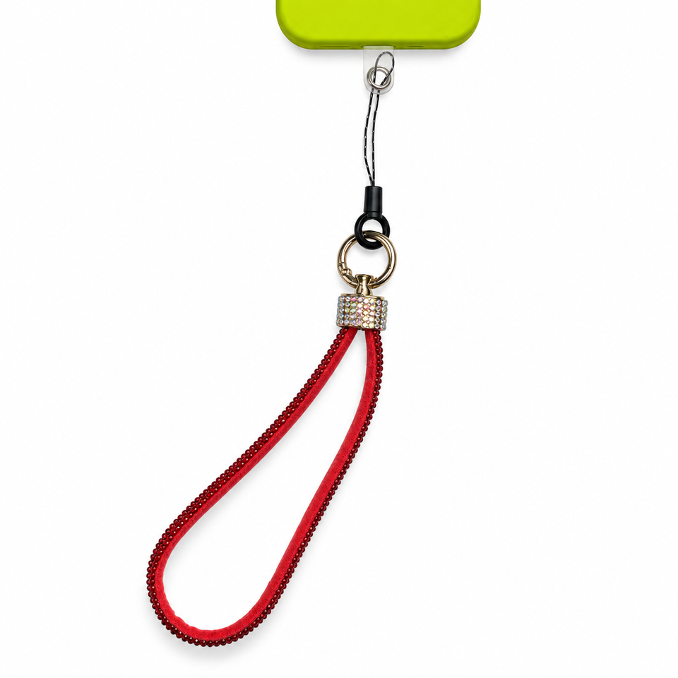 Red Rhinestone Phone Wrist Strap