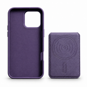 Leather-Style MagSafe Wallet Case for iPhone 16 Pro Max – Purple