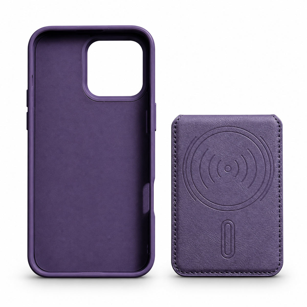 Leather-Style MagSafe Wallet Case for iPhone 16 Pro Max – Purple