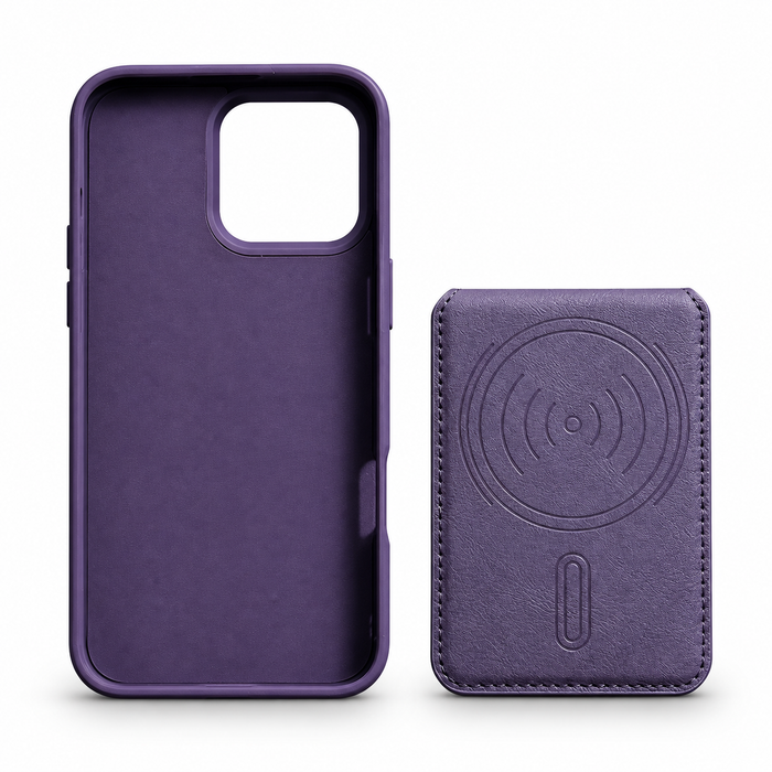 Leather-Style MagSafe Wallet Case for iPhone 16 Pro Max – Purple