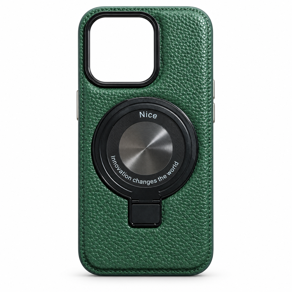 Leather-Style Magnetic Stand Case for iPhone 15 Pro – Green