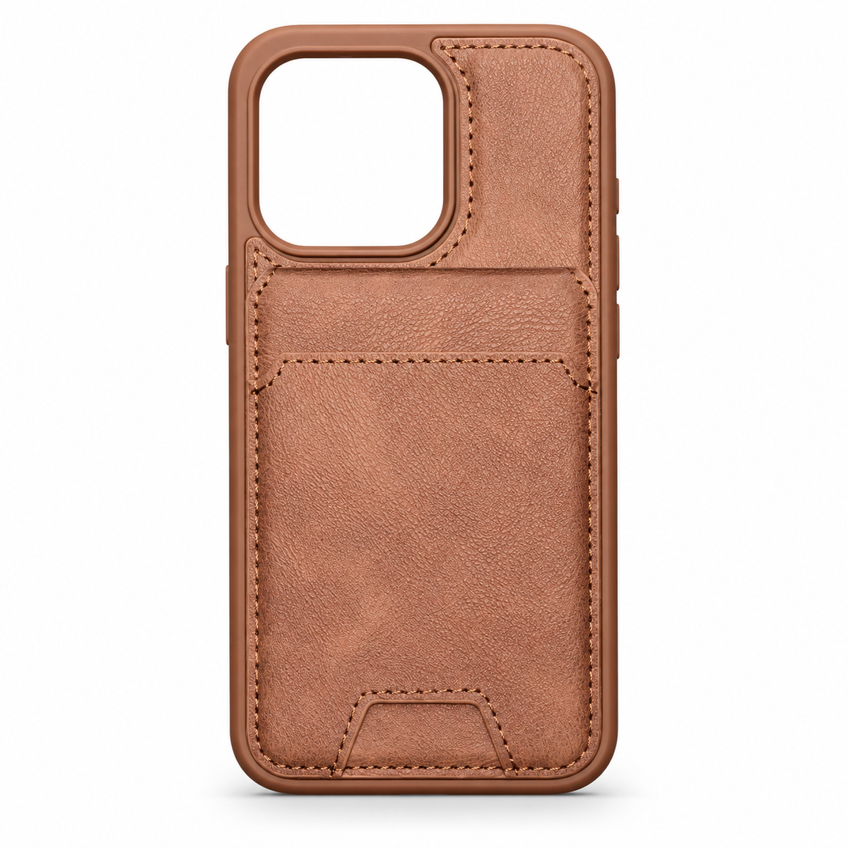 Leather-Style MagSafe Protective Case with Card Holder for iPhone 15 Pro – Brown