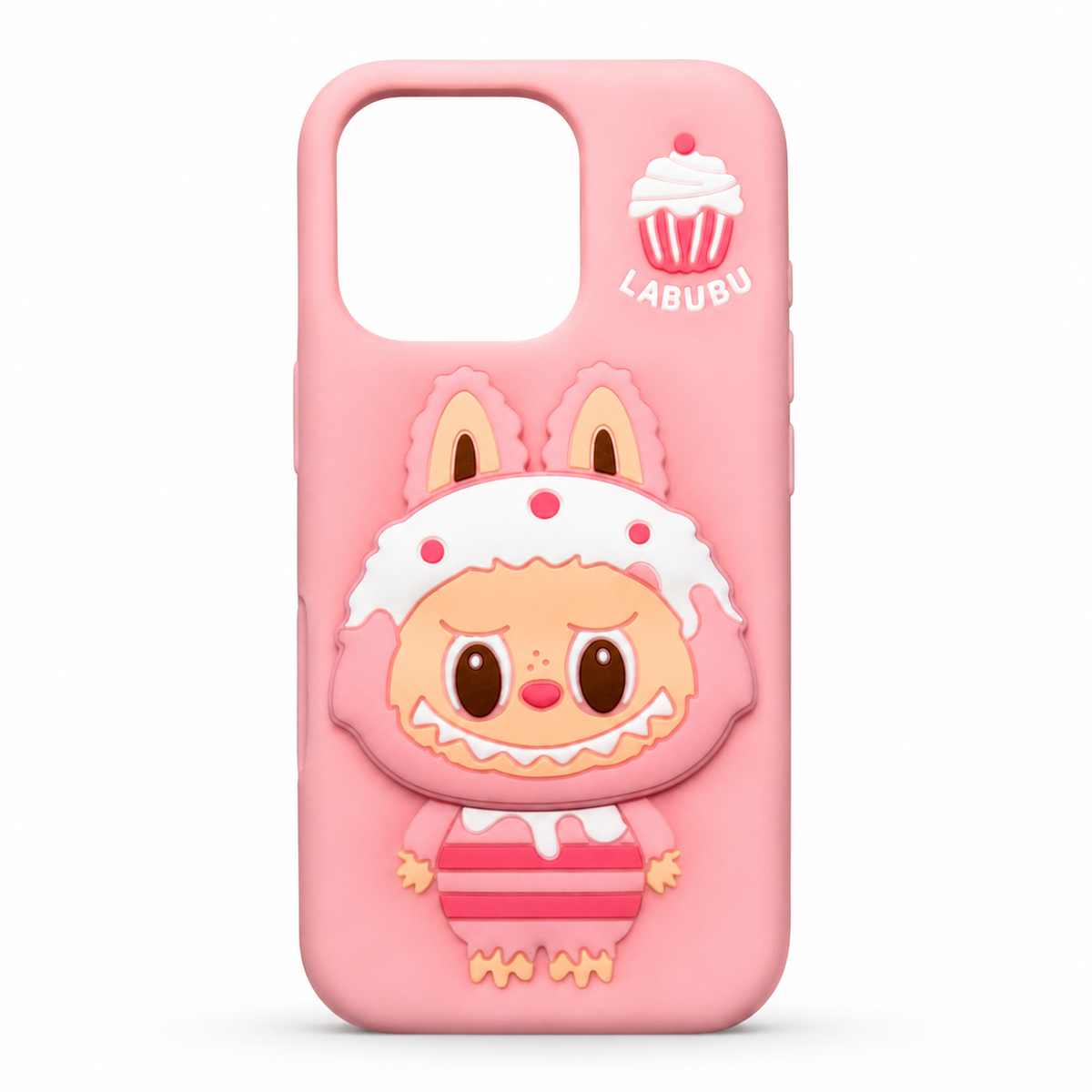 Labubu Cupcake 3D Silicone Case for iPhone 16 Pro – Pink