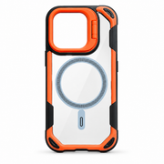 Clear Rugged MagSafe Case with Camera Kickstand for iPhone 14 Pro – Orange & Black