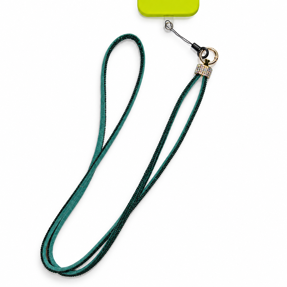 Emerald Rhinestone Phone Lanyard