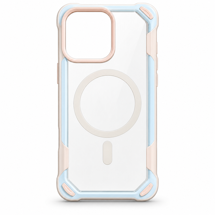 Clear MagSafe Protective Case for iPhone 16 Pro Max – White & Pink