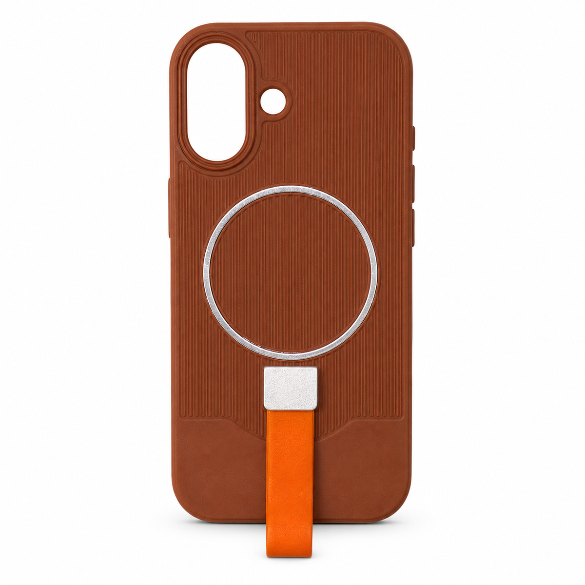Textured Protective Case for iPhone 17 – Brown & Orange