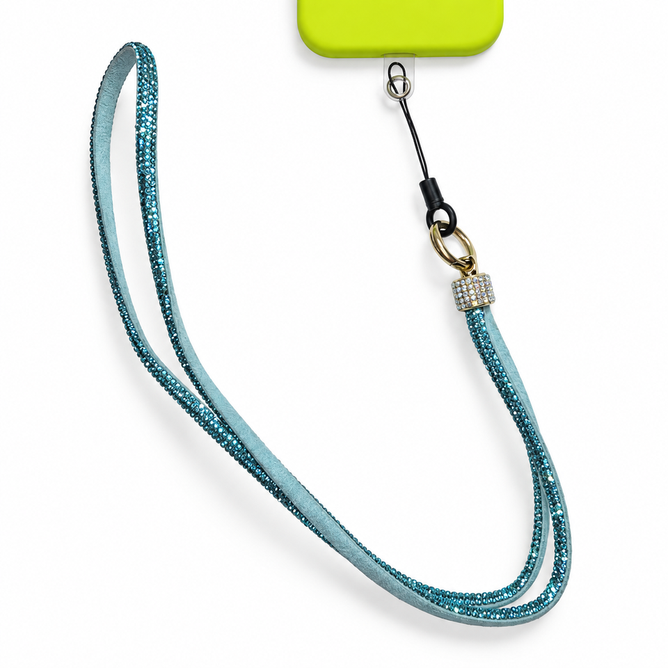 Aqua Rhinestone Neck Strap