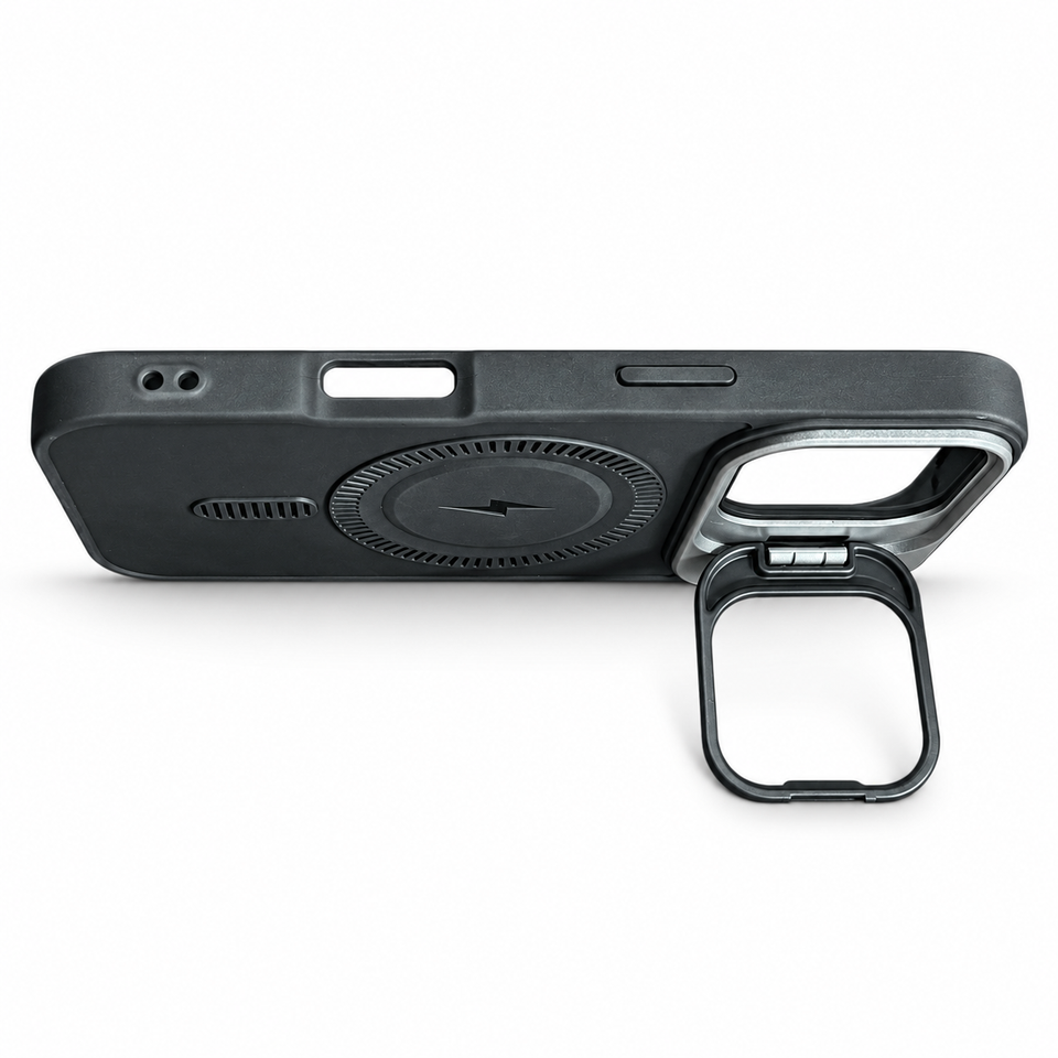 MagSafe Protective Case with Camera Kickstand for iPhone 16 Pro – Black & Silver