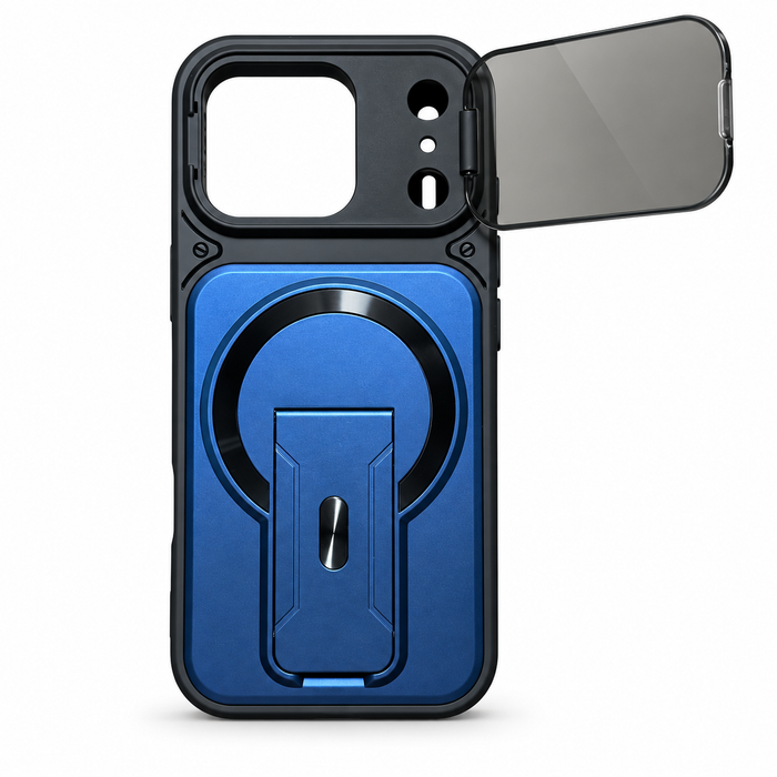 Magnetic Kickstand Case with Camera Cover for iPhone 17 Pro – Blue