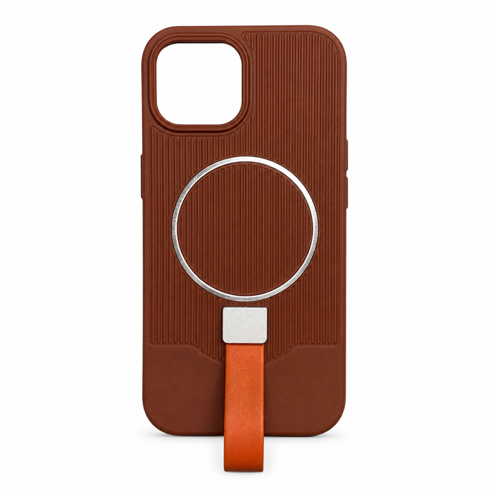 Textured Protective Case for iPhone 15 – Brown & Orange
