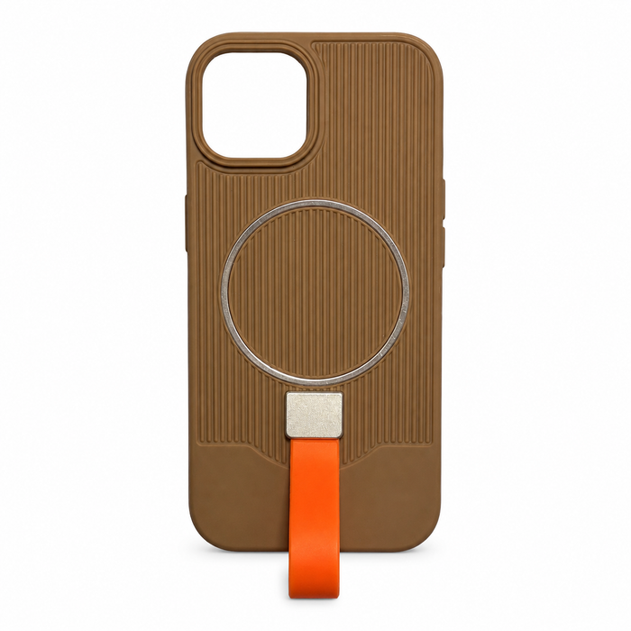 Textured Protective Case for iPhone 13 / 14 – Brown & Orange