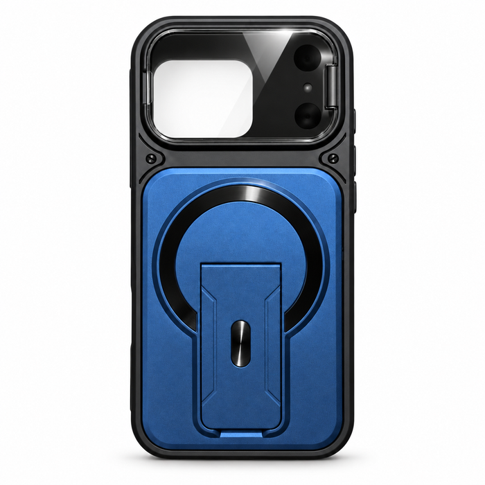 Magnetic Kickstand Case with Camera Cover for iPhone 17 Pro – Blue