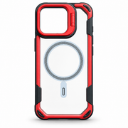 Red & Black Clear MagSafe Kickstand Case for iPhone 15 Pro Max