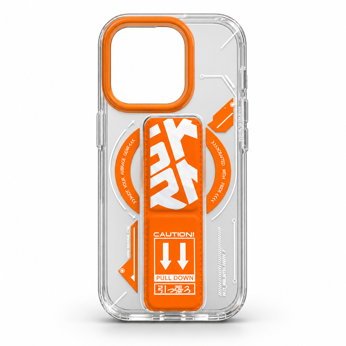 Clear Magnetic Stand Case for iPhone 15 Pro – Orange