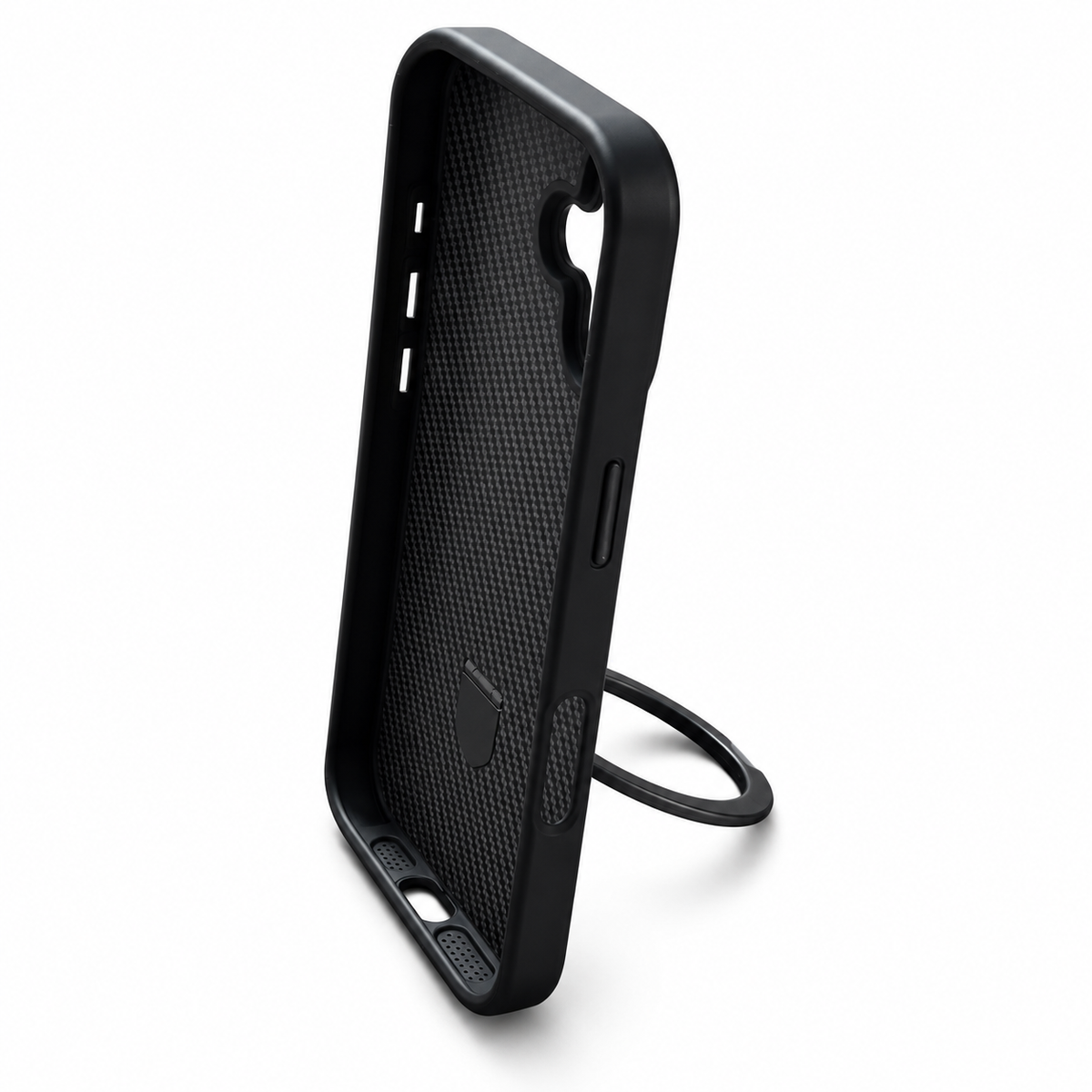 Carbon Fiber MagSafe Kickstand Case for iPhone 17 – Black
