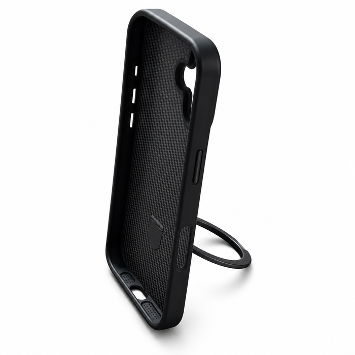 Carbon Fiber MagSafe Kickstand Case for iPhone 17 – Black