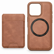 Leather-Style MagSafe Protective Case with Card Holder for iPhone 15 Pro – Brown